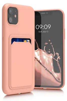 Produktbild von kwmobile Handyhülle für Apple iPhone 11 Hülle mit Kartenfach - TPU Case - Kabelloses Laden - Schutzhülle Cover in Grapefruit Pink