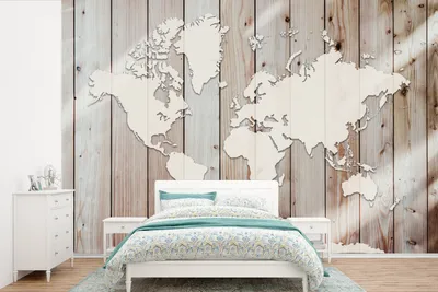 Produktbild von Weltkarten-Wandtapete aus Holz - einfache Dekoration - 525 cm x 350 cm Breit
