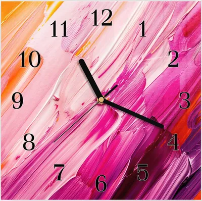 Produktbild von Wanduhr aus Glas mit Motiv Pinselstriche- 30 x 30 cm - inkl. Aufhängesystem
