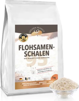 A bag of psyllium husk powder with a small bowl of the product in the foreground.