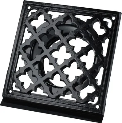 Produktbild von Eckiges Lüftungsgitter Abluftrohr-Stutzen antikes Design Entlüftungsgitter Abtropfkante Schwarz 100mm