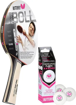Produktbild von Butterfly 1x Timo Boll Silber 85015 Tischtennisschläger + 3x 40+ 3*** Tischtennisbälle | Tischtennisset Tischtennis Set TT Tabletennis