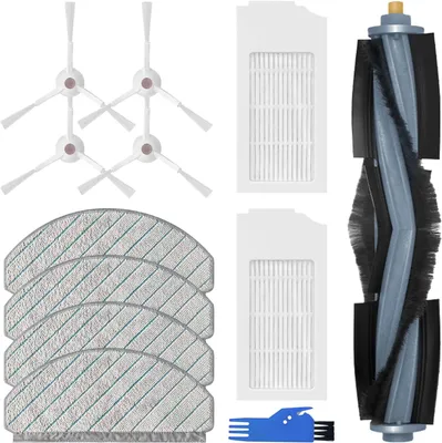 Produktbild von Ersatz Zubehörset für ECOVACS DEEBOT T10+，1 Hauptbürste, 2 Filter,4 Seitenbürsten,4 Mopptüchern, 1 Bürstenreinigungswerkzeug