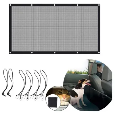 Produktbild von Hund Auto Netz - Hunde Trenngitter Auto - Verstellbares Sicherheitsnetz 115x62 cm - Atmungsaktives Rücksitz Trennnetz - Für PKW, SUV, Transporter