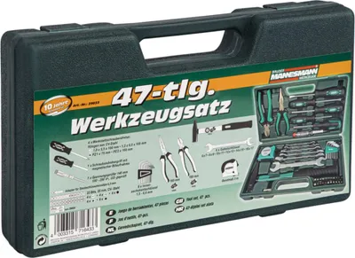 Image de BRÜDER MANNESMANN GREEN LINE 29032 Jeu d'outils, 47 pièces, en coffret