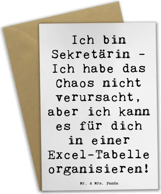 Produktbild von Mr. & Mrs. Panda Grußkarte Spruch Sekretärin Ordnung - Weiß - Geschenk, Korrespondenz, administrative Assistenz, Berufsprodukte, Berufspassion, weihnachtskarten, Beruf