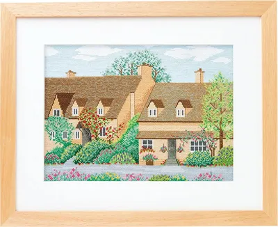Image de Olympus pack de broderie au point de croix "Cotswolds au printemps", motif à compter, 23,4x32,5 cm