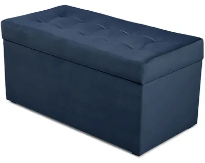 Produktbild von MG Design Polsterhocker Marineblau 45x90 cm - Stauraum 100L, bis 300 kg, samtig-weich mit Schimmer, pflegeleicht, für Wohnzimmer & Flur