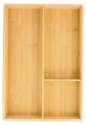 Productafbeelding van Bestekbak voor lade, bamboe, 3 vakken, 43 x 30 x 6 cm
