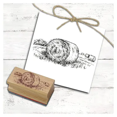 Produktbild von Motivstempel Strohballenfeld - Herbststempel für Scrapbooking - Abdruckgröße 68 x 28 mm