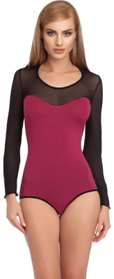 Produktbild von Merry Style Damen Langarm Body VBD15 (Violett/Schwarz, M)