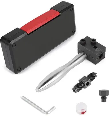 Image de Kit d'outils pour systèmes de freinage automobile - 4,75 mm - Coffret d'outils - Poignée amovible - Double embout à 45° - Adapté aux tubes en cuivre, aluminium et alliage de cuivre et nickel