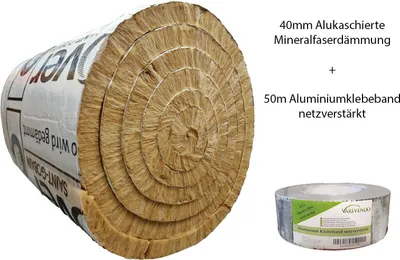 Produktbild von Hochleistungs-Dämmmatte 40mm für Klima & Lüftung mit 50m Aluklebeband - 3,6qm Grau/Silber