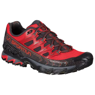 Trailrunning-Schuh "Ultra Raptor II" von La Sportiva in Rot und Schwarz; mit rutschfester Sohle und atmungsaktivem Obermaterial.