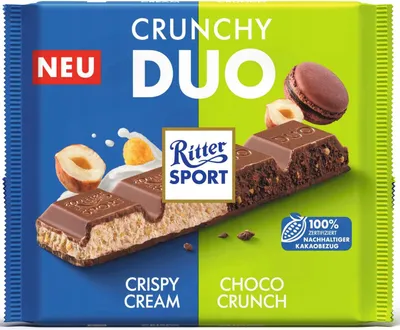 Obrázek produktu pro Ritter Sport Crunchy Duo knusprige Crispy Cream und Choco Crunch 218g