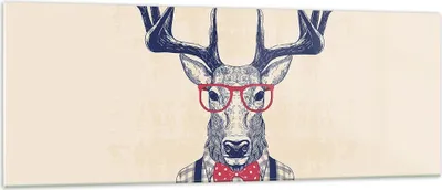 Produktbild von Bilder auf glas - Charakter Hirsch Illustration hipster - 140x50cm - Glasbilder - Wandbilder - Kunstdruck - Wanddekoration aus Glas - Glas Bilder - Wandbild auf Glas - GAB140x50-3120