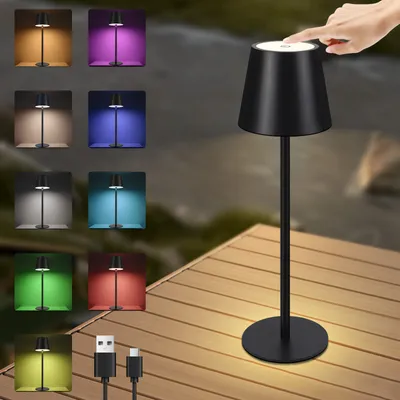 Produktbild von ZMH Tischlampe LED RGB-Nachttischlampe Touch Dimmbar Schreibtischlampe Kabellos Schwarz IP54 Bettleuchte Tisch USB Aufladbar Metall Schreibtisch