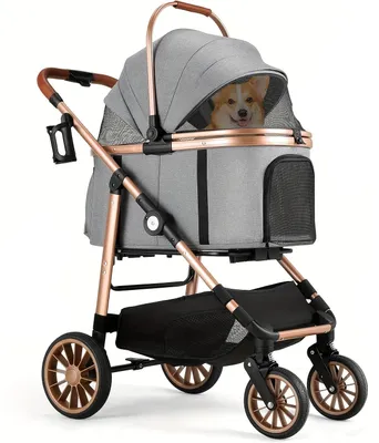 Image de Poussette pour chiens - Chariot pour animaux - Poussette pour chiens - Chariot pour animaux de compagnie - Poussette de promenade - 4 en 1, multifonctionnelle