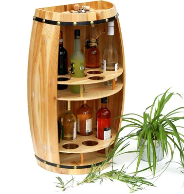 Immagine prodotto di DanDiBo portabottiglie in legno legno naturale semicircolare 83 cm 9001 bar portabottiglie portabottiglie XL barile legno naturale mobile vino