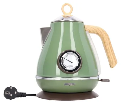 Wasserkocher 1,7 l Retro Holzmaserung, Trockengehschutz, 360° Basis