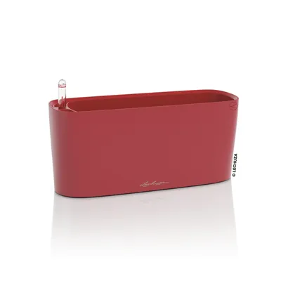 Produktbild von LECHUZA-Pflanzgefäß DELTA Premium 20 Scarlet Rot Matt | Tischgefäß mit Bewässerung und Pflanzeinsatz | matte Oberfläche | 40 x 15 x 18 cm | 15578