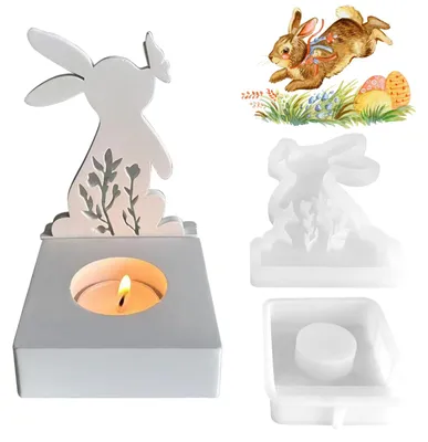 Produktbild von Silikonform in Form eines Osterhasen für Kerzenhalter, Gipsform für Kerzenständer, Kerzenherstellung, DIY-Ostergeschenke