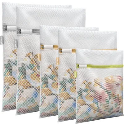 Produktbild von Netz-Wäschesäcke 5er Set (2x L, 2x M, 1x S) für Feinwäsche, Unterwäsche, BHs, Babykleidung