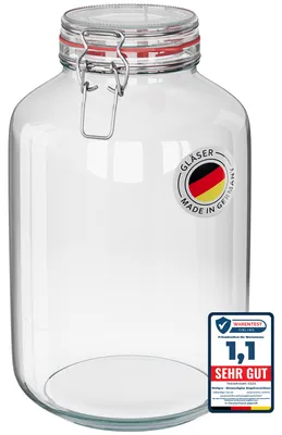 Produktbild von WELLGRO Einmachgläser mit Bügelverschluss rund 4880ml - Vorratsgläser