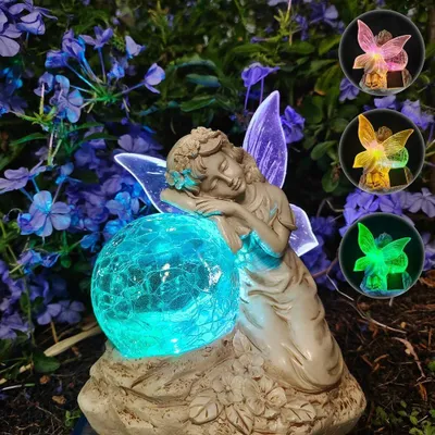 Produktbild von Solarbetriebene Elfenfiguren für den Garten – Gartendekoration – Solarleuchte für den Außenbereich – RGB-Kugel – Farbwechsel – Solarleuchten für den Außenbereich – Geschenk