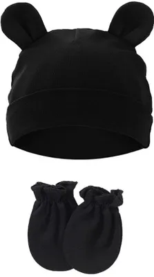 Image de Protection pour les cheveux des enfants, protège-oreilles pour nouveau-nés, bande Velcro, protection contre les égratignures, taille 15,5 cm, noir