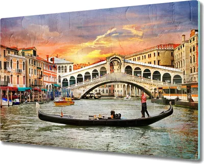 Produktbild von Coloray Schneidebrett Herdabdeckplatte 80x52 cm Kochplattenabdeckung Küchenbrett Hackbrett - Venedig Boot