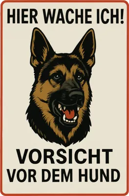 Produktbild von Blechschild AstraDesign 20x30 cm „Schäferhund Hier wache ich“ – Metallschild Wanddeko, Schild, Geschenkidee