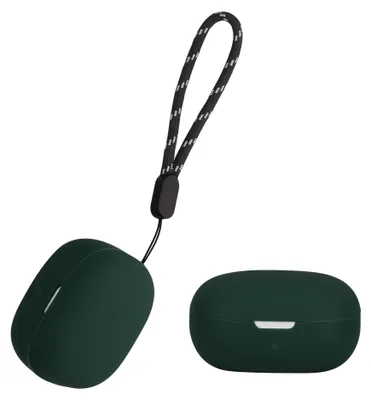Produktbild von kwmobile Schutzhülle für Anker Soundcore P20i Hülle - TPU Silikon Case für Kopfhörer Ladecase - stoßfestes Cover mit Karabiner - Dunkelgrün