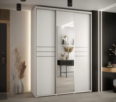 Produktbild von Kleiderschrank YVONA 11 - 180/45 cm, weiß/silber
