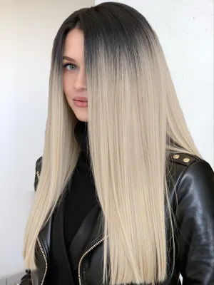 Image de Perruque droite blonde, longueur aux épaules (45 cm)