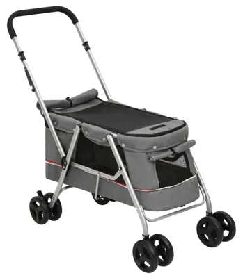 Obrázek produktu pro vidaXL Kočárek pro psy skládací šedý 100x49x96 cm Plátěná látka