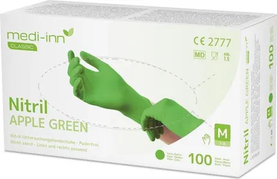 Produktbild von Medi-Inn Nitril Apple Green - grün - puderfrei - Gr. M - 1000 Einmalhandschuhe