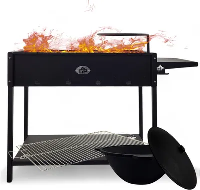 Produktbild von Mangal Set Batyr 80 Schaschlikgrill 80cm mit Grillrost Kasan 8L