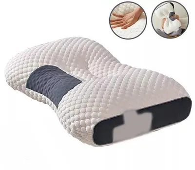 Imagen del producto de Almohada para el cuello - Almohada de espuma viscoelástica - Ideal para dormir de lado - Soporte cervical - Rectangular - Poliéster/algodón