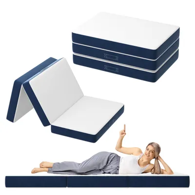 Produktbild von DEWINNER 3-teilige Klappmatratze, multifunktionale Gästematratze, 15 cm Schaumstoff, Abnehmbarer und maschinenwaschbarer Bezug, Faltmatratze