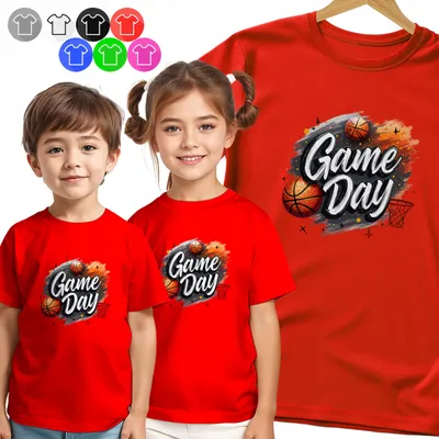 Zdjęcie produktu dla Koszulka Dziecięca T-Shirt - Koszykówka Game Day Napis Dla Chłopca - M