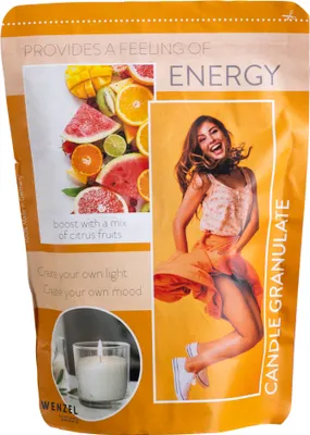 Produktbild von Kerzengranulat mit Duft zum Selbergießen, Energy, WENZEL, inkl. 4 Dochten & Dochthaltern, 400 g