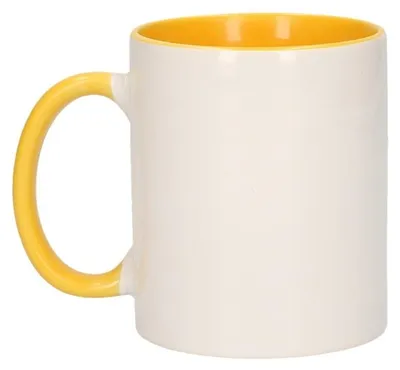 Produktbild von Kaffeebecher / Teetasse - 300 ml - weis/gelb - Keramik