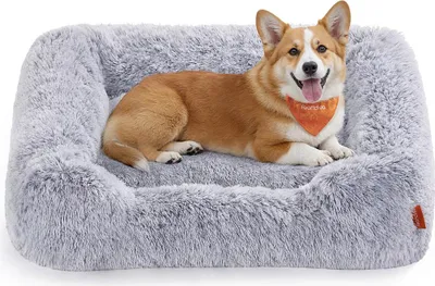 Image de Lit pour chien avec housse amovible, dimensions 91 x 68 x 18 cm, couleur grise