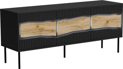 Image de Novolin - Meuble TV, 144x40x62h cm Noir, une Étagère