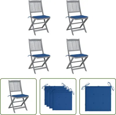 Produktbild von The Living Store Klappbare Gartenstühle 4 Stk. mit Kissen Massivholz Akazie