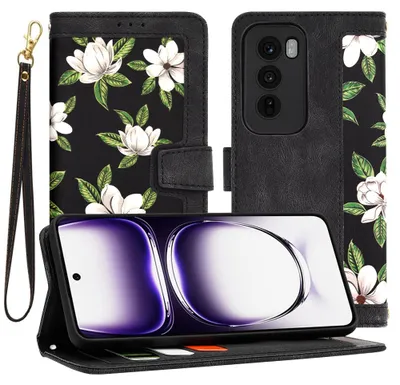 Produktbild von Techsuit FlipCraft Book Wallet Klapphülle mit Kabel für Oppo Reno12 - Flowers of the Dawn
