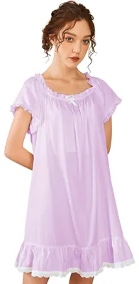 Image de Robe de nuit en coton à manches courtes pour femmes