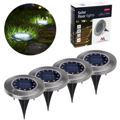 Produktbild von 4x Maclean IP44 Solar-LED-Garten-Einfahrtsleuchte 12 SMD-LEDs 4000 K Ni-MH 600 mAh 0,7 W MCE318