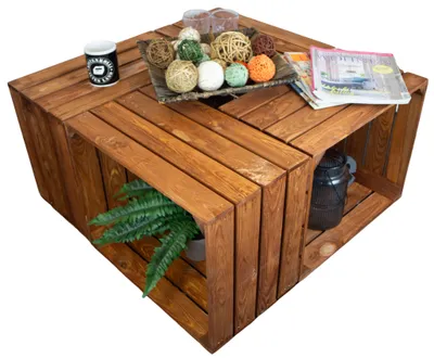 Produktbild von 4er Set Holzkiste ocker Obstkisten Dekoration Couchtisch Apfelkisten Holzkiste